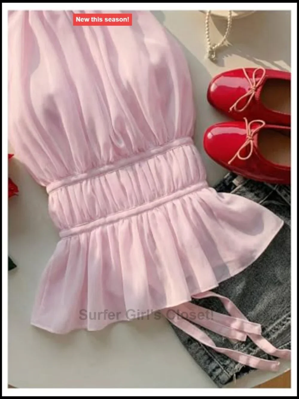Sleeveless Ruffle Halter Neck Backless Camisole Flowy Summer Top